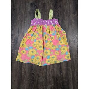 Matilda Jane Girls Pink Yellow Floral Sundress Size 4 Sleeveless Summer Dress